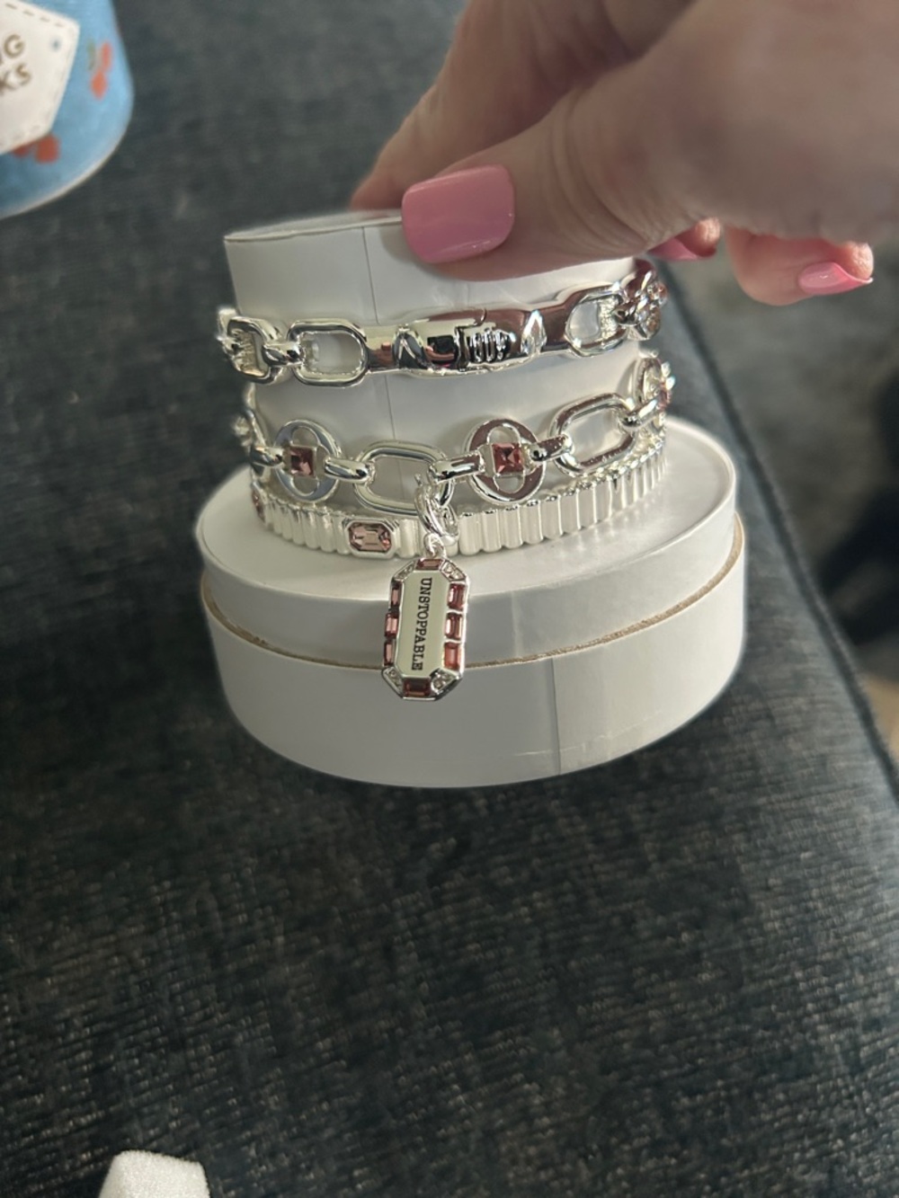 Bomb Party Unstoppable Silver Link Bracelet Stack